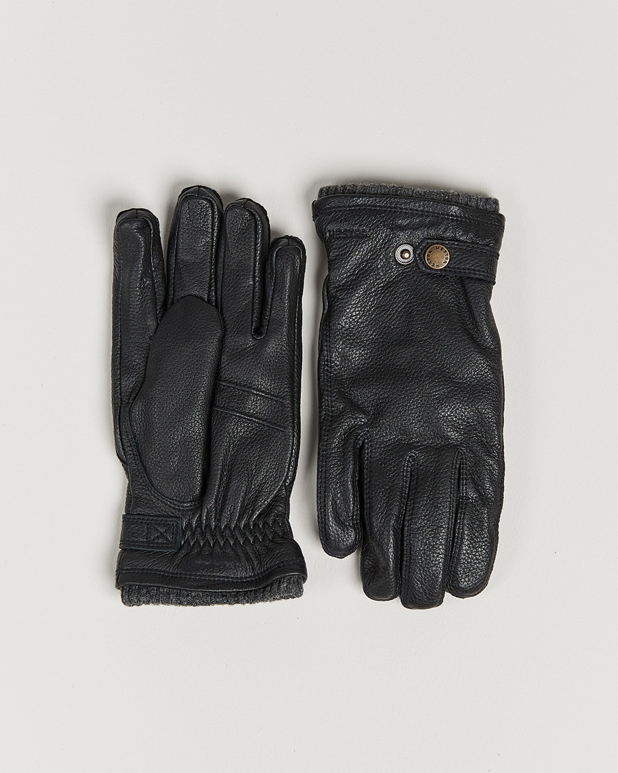 Heren | Hestra | Hestra Utsjö Fleece Lined Buckle Elkskin Glove Black