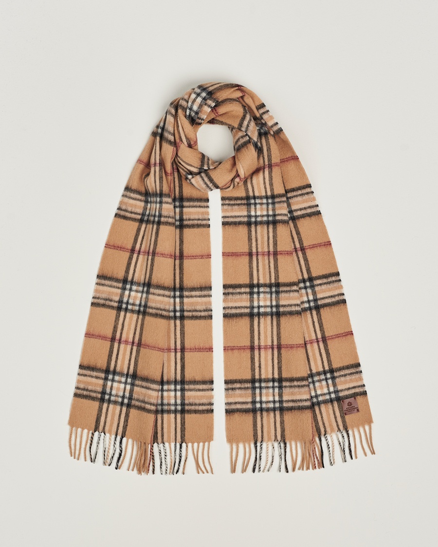 Heren | Amanda Christensen | Amanda Christensen Merino Wool Check Scarf Beige