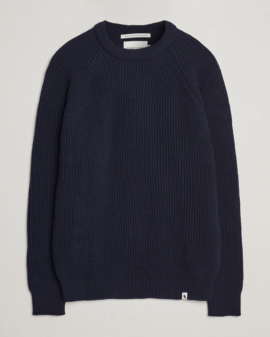 Heren | Peregrine | Peregrine Ford Knitted Wool Jumper Navy