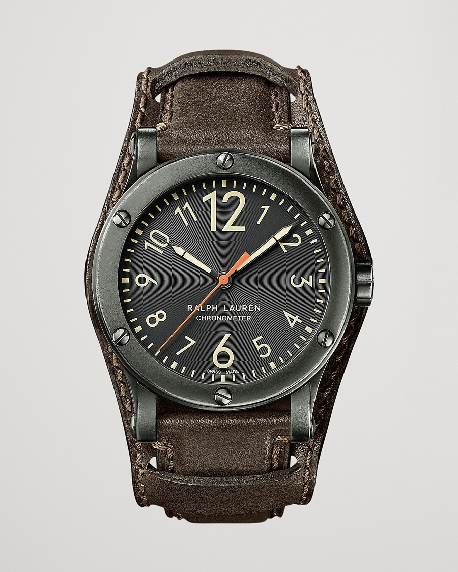 Heren | Polo Ralph Lauren | Polo Ralph Lauren 45mm Safari Chronometer Black Steel/Calf Strap