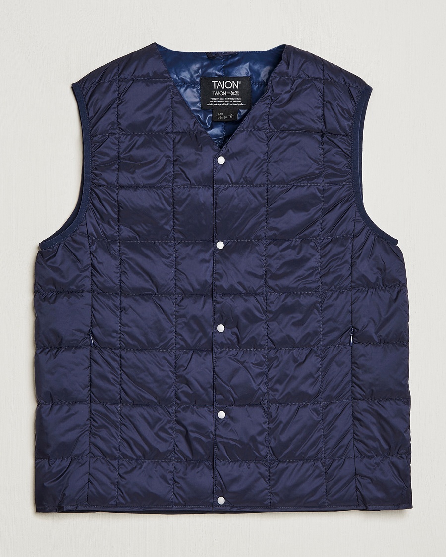 Heren | TAION | TAION V-Neck Lightweight Down Vest Navy