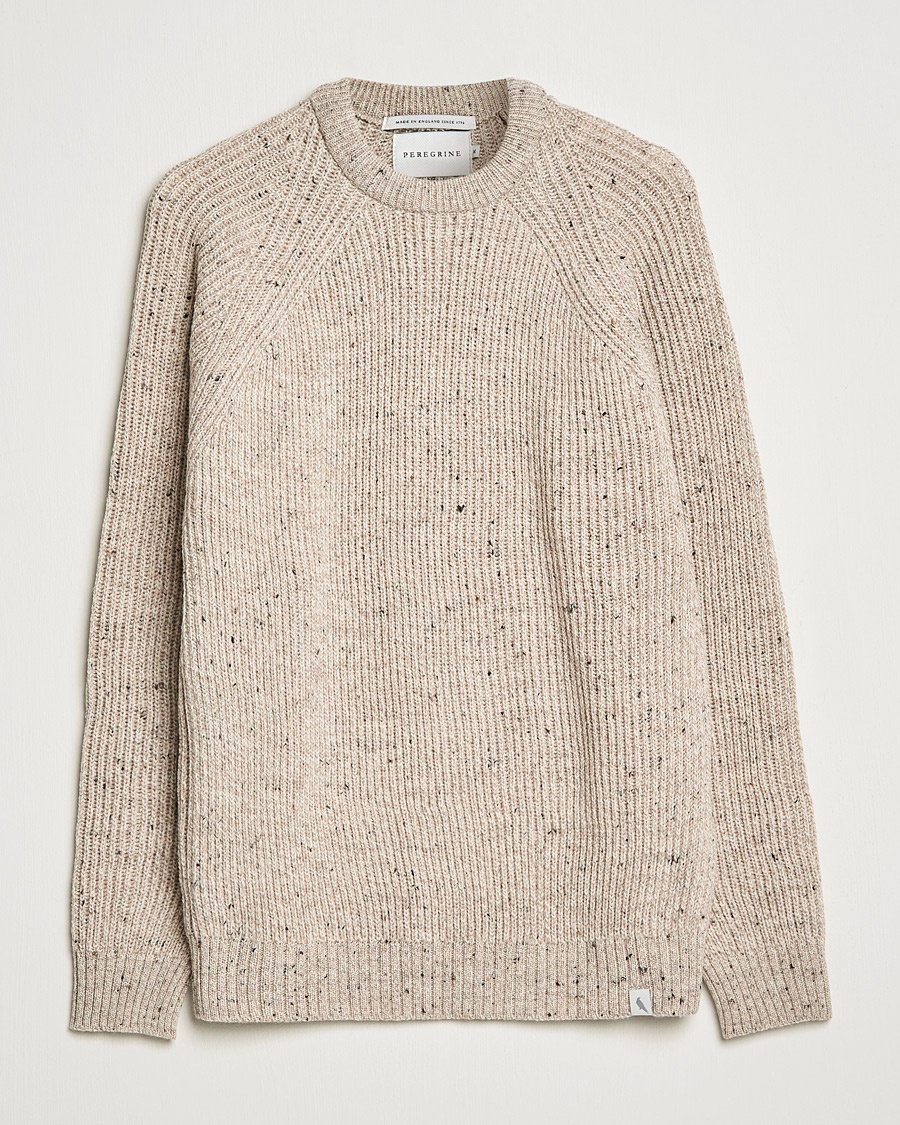 Heren | Peregrine | Peregrine Ford Knitted Wool Jumper Oatmeal