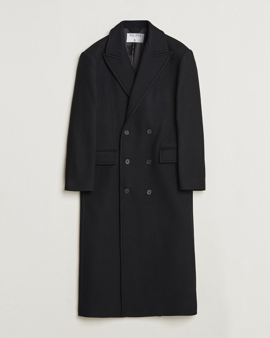 Heren | Filippa K | Filippa K Damian Double Breasted Wool Coat Black