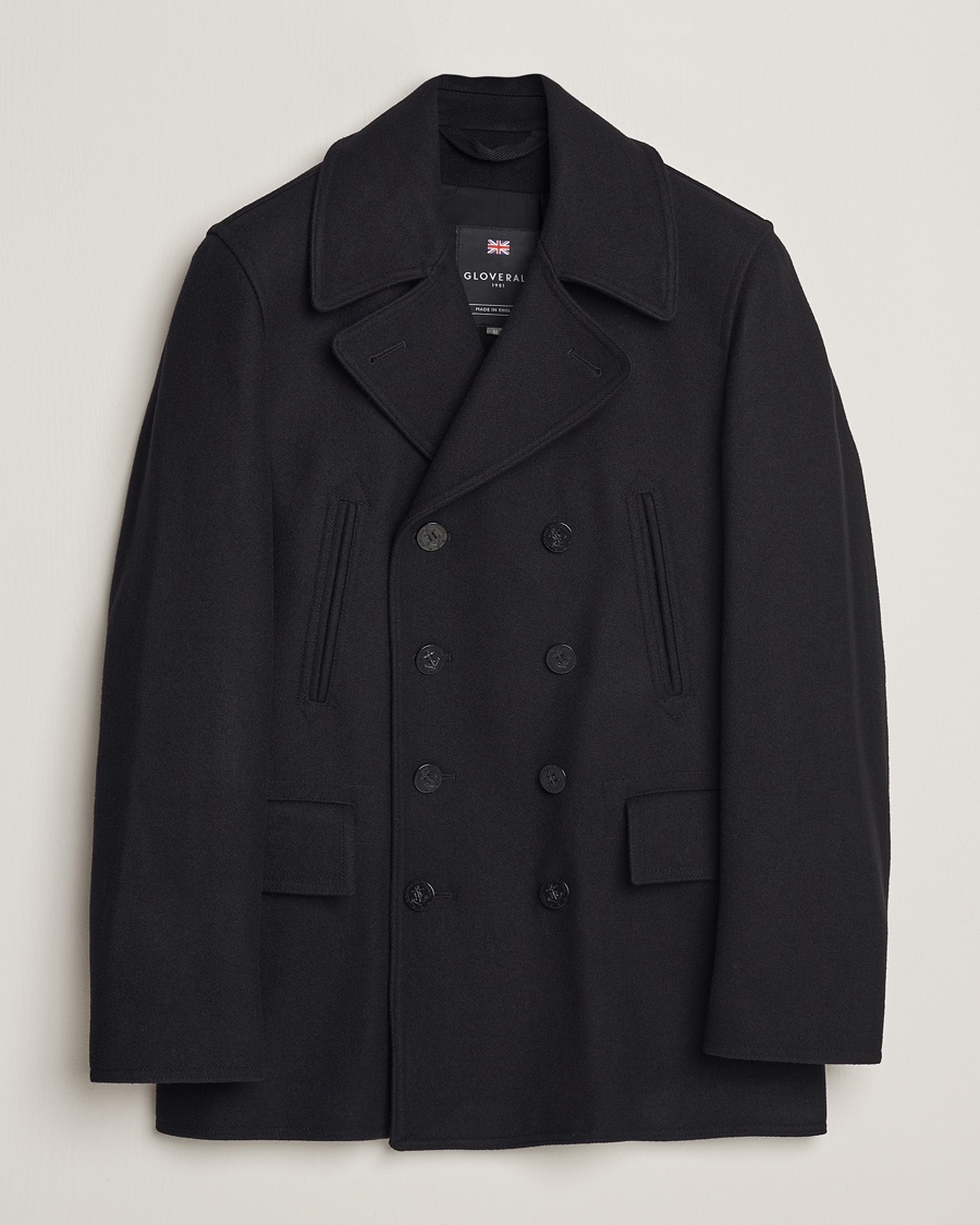Heren | Gloverall | Gloverall Churchill Reefer Peacoat Black