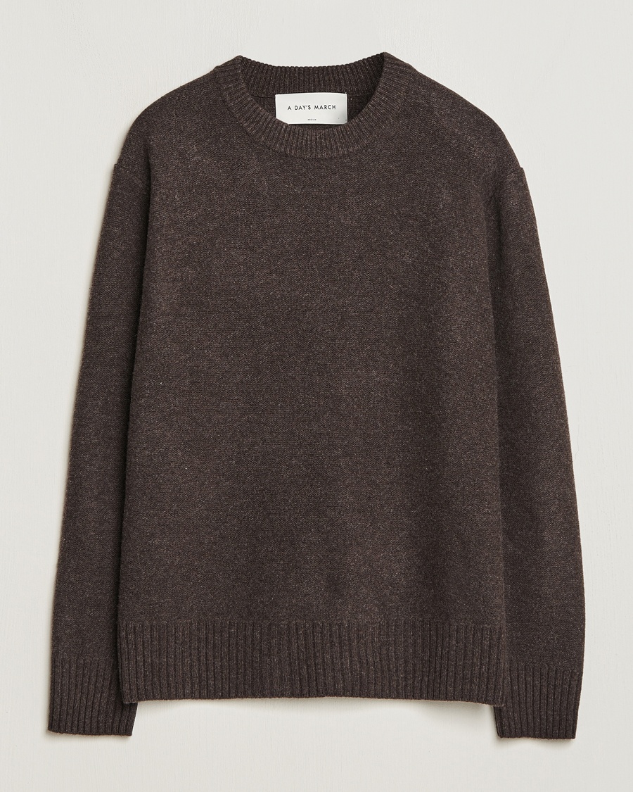 Heren | A Day's March | A Day's March Tietar Boiled Merino Sweater Java Brown
