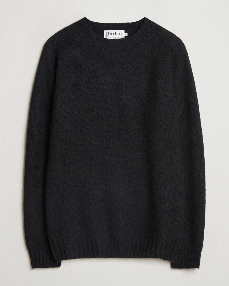 Heren | Harley Of Scotland | Harley Of Scotland Brushed Supersoft Lambswool Crewneck Black