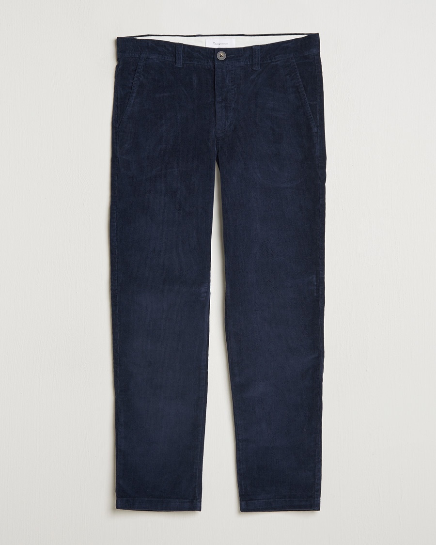 Heren | KnowledgeCotton Apparel | KnowledgeCotton Apparel Chuck Regular Cord Trousers Night Sky