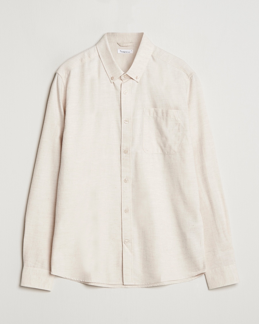Heren | KnowledgeCotton Apparel | KnowledgeCotton Apparel Regular Fit Melange Flannel Shirt Greish