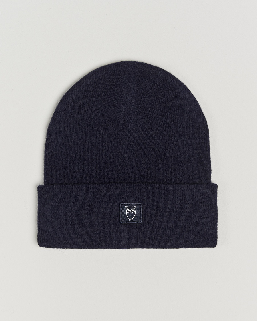 Heren | KnowledgeCotton Apparel | KnowledgeCotton Apparel Double Layer Wool Beanie Navy