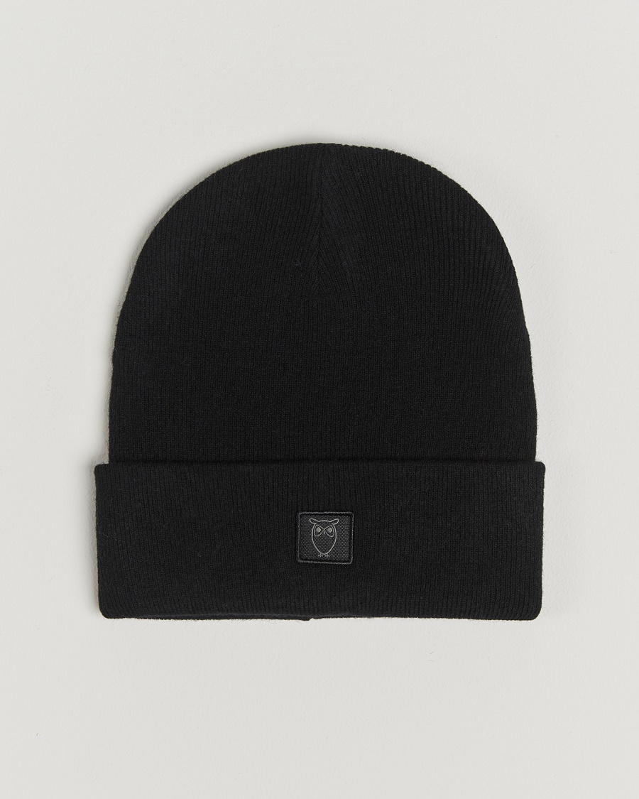 Heren | KnowledgeCotton Apparel | KnowledgeCotton Apparel Double Layer Wool Beanie Black