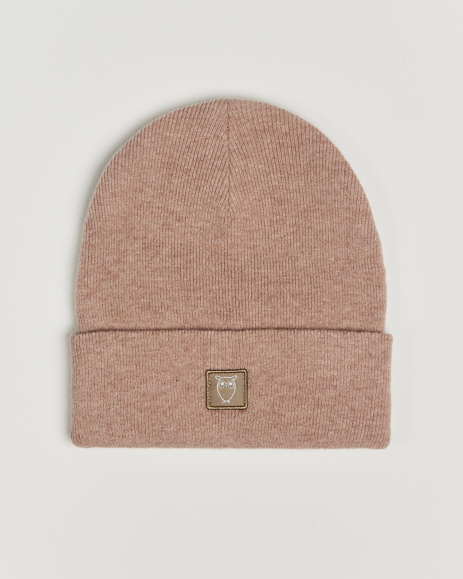 Heren | KnowledgeCotton Apparel | KnowledgeCotton Apparel Double Layer Wool Beanie Light Beige
