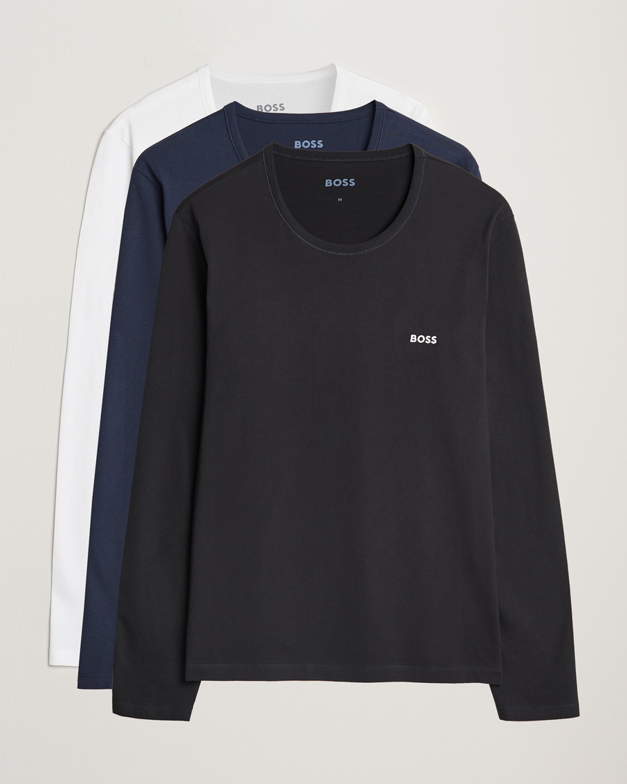 Heren | BOSS BLACK | BOSS BLACK 3-Pack Long Sleeve T-Shirt White/Navy/Black