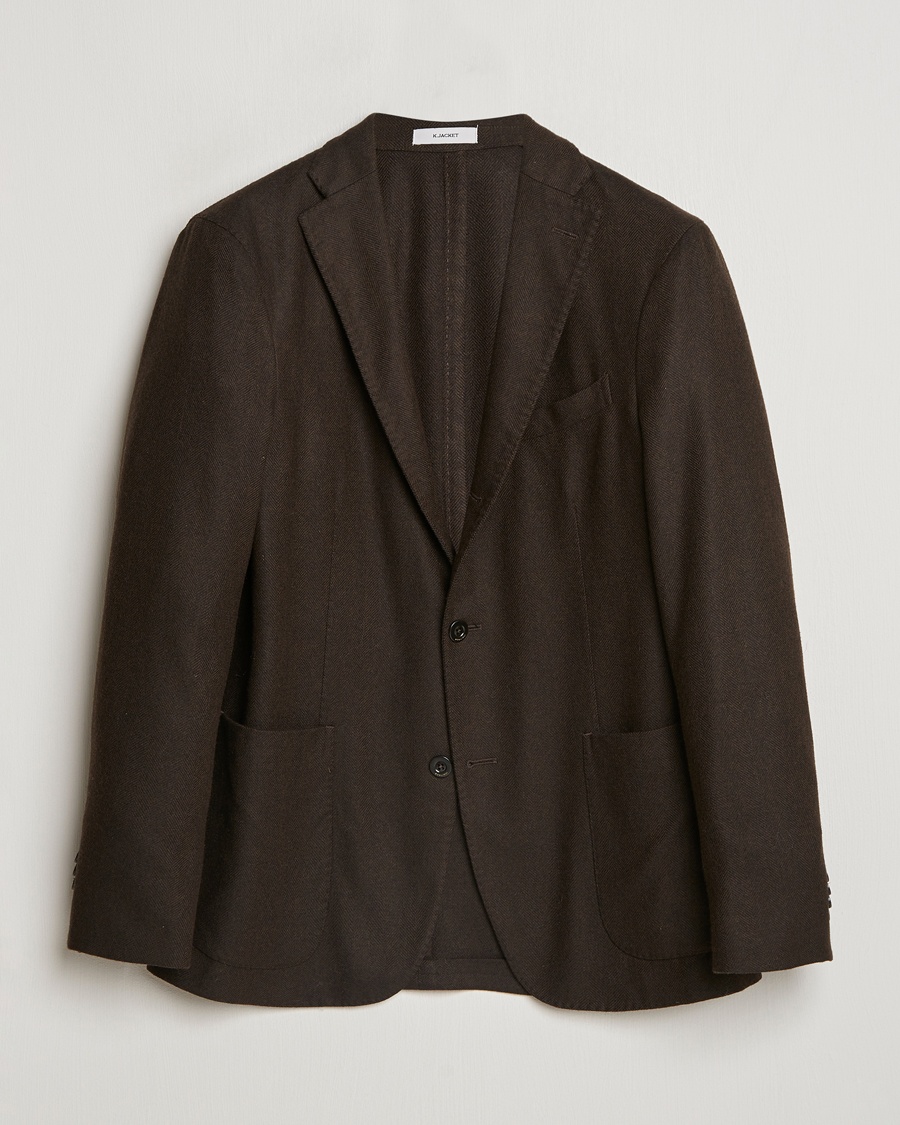 Heren | Boglioli | Boglioli K Jacket Wool Herringbone Blazer Dark Brown