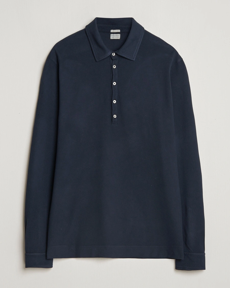 Heren | Massimo Alba | Massimo Alba Ischia Cotton/Cashmere Long Sleeve Polo Navy