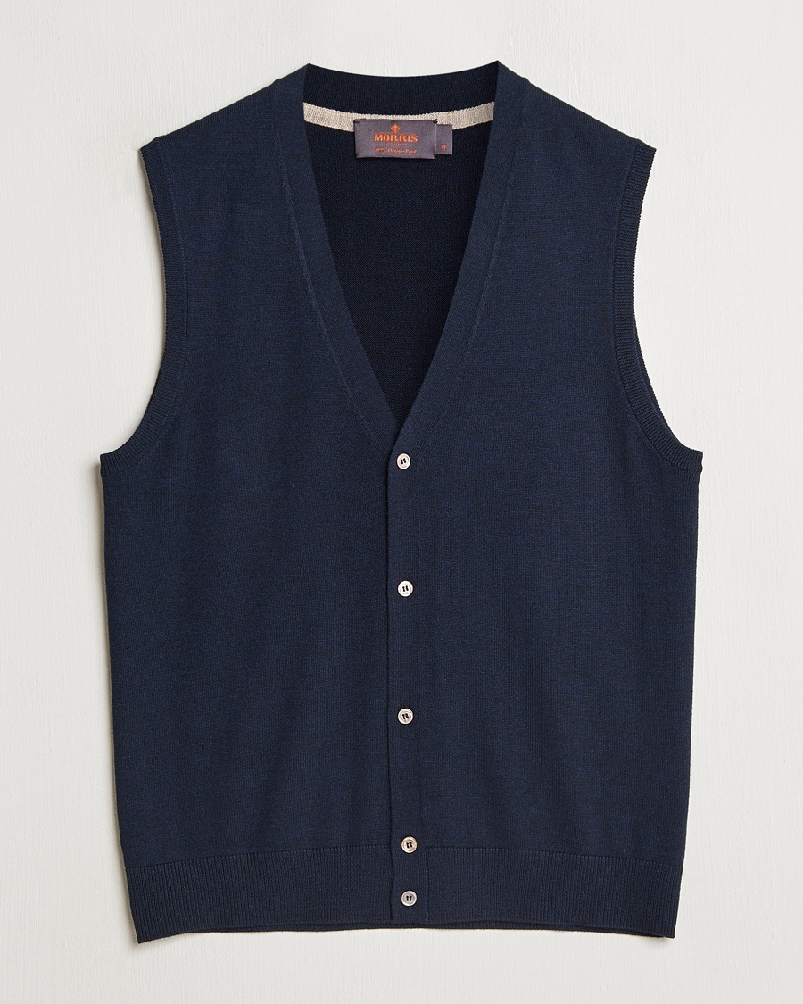 Heren | Morris | Morris Merino Slipover Vest Navy