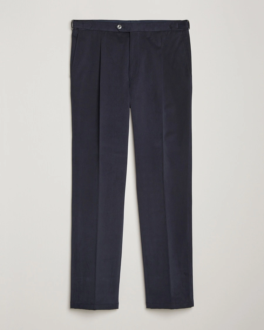 Heren | Oscar Jacobson | Oscar Jacobson Delon Brushed Cotton Trousers Navy