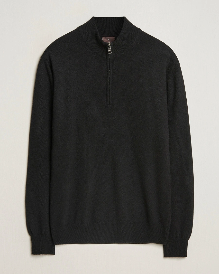 Heren | Oscar Jacobson | Oscar Jacobson Patton Wool/Cashmere Half Zip Black