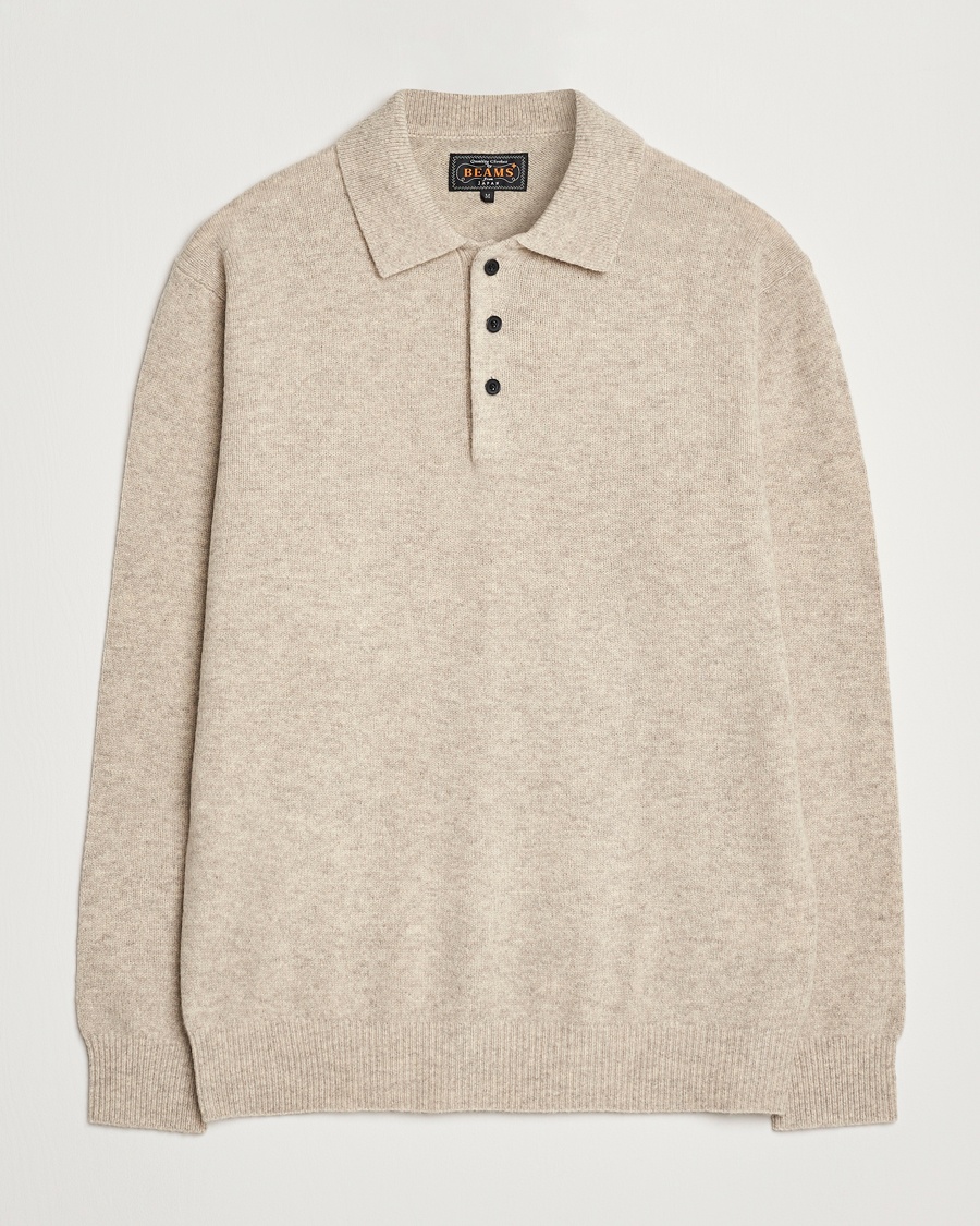 Heren | BEAMS PLUS | BEAMS PLUS Knitted Wool Polo Beige