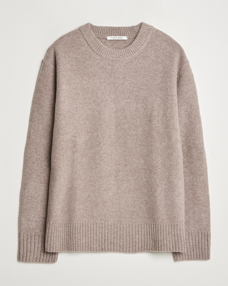 Heren | A Day's March | A Day's March Tietar Boiled Merino Sweater Taupe Melange