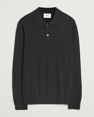 NN07 Serge Wool Knitted Polo Black – Zwart
