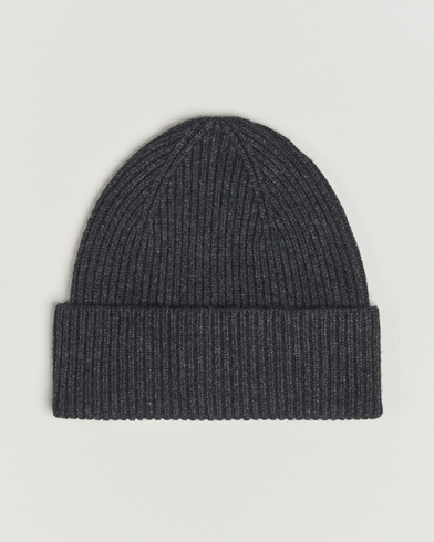 Heren | Amanda Christensen | Amanda Christensen Rib Knitted Merino Wool Cap Anthracite Melange