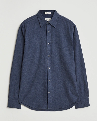 Heren | GANT | GANT Regular Fit Flannel Shirt Dark Indigo Melange