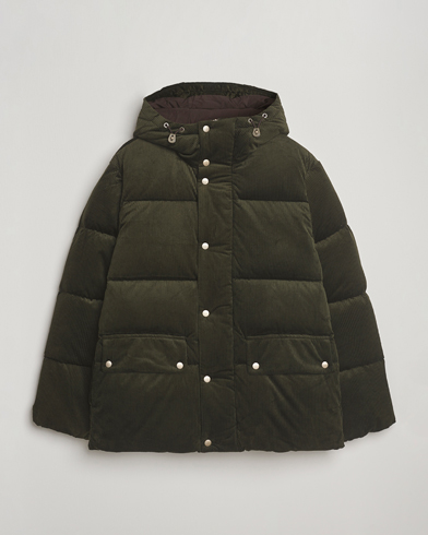 Heren | GANT | GANT Corduroy Down Hooded Puffer Jacket Green Lagoon