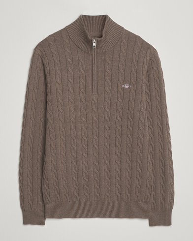 Heren | GANT | GANT Cotton Cable Half Zip Seawood Melange
