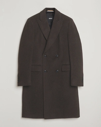 Heren | BOSS BLACK | BOSS BLACK Hyde Wool/Alpaca Double Breasted Coat Dark Brown