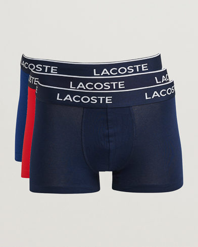 Heren | Lacoste | Lacoste 3-Pack Stretch Cotton Trunks Navy/Blue/Red