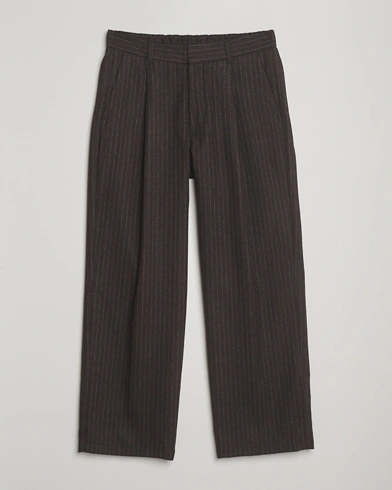 Heren | NN07 | NN07 Kay Wool Pleated Pinstriped Trousers Brown
