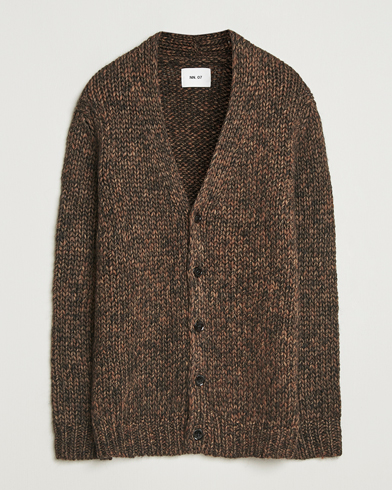 Heren | NN07 | NN07 Osky Heavy Knitted Cardigan Demitasse Brown