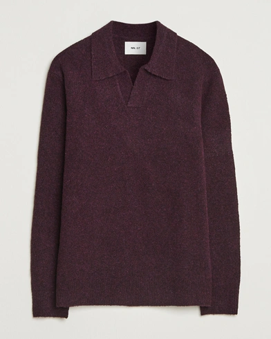 NN07 Hope Wool Knitted Polo Wine Red – Rood