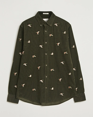 Heren | GANT | GANT Regular Fit Embroidered Corduroy Shirt Green Lagoon