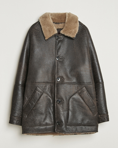 Heren | GANT | GANT Worn In Leather Shearling Jacket Deep Brown