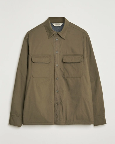 Aspesi Lined Nylon Shirt Jacket Olive – Groen