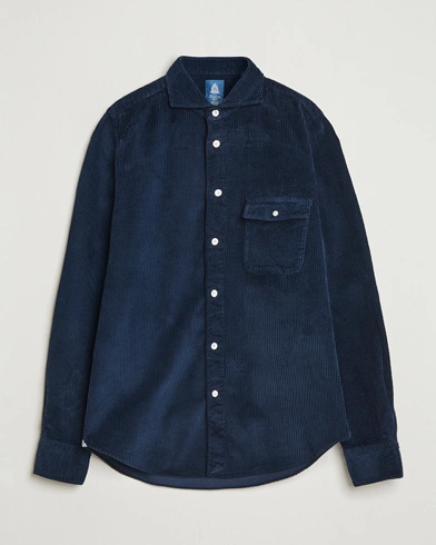 Heren | Finamore Napoli | Finamore Napoli Garment Dyed Corduroy Overshirt Navy