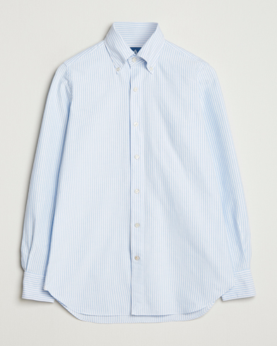 Heren | Finamore Napoli | Finamore Napoli Gaeta Oxford Button Down Shirt Light Blue Stripe