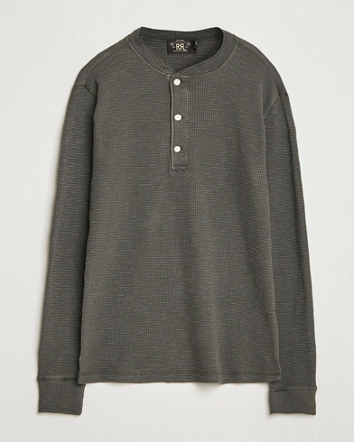 Heren | RRL | RRL Long Sleeve Henley Faded Black