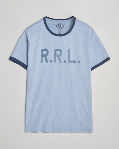 RRL Stencil Ringer T-Shirt Light Blue Heather – Blauw