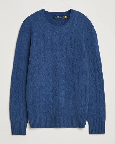 Heren | Polo Ralph Lauren | Polo Ralph Lauren Wool/Cashmere Cable Crew Neck Rustic Navy Heather