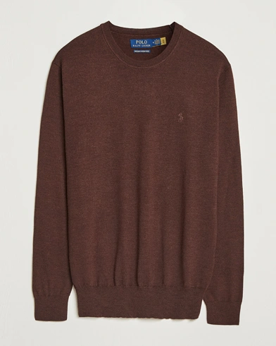 Heren | Polo Ralph Lauren | Polo Ralph Lauren Merino Crew Neck Pullover Burnt Brown Melange