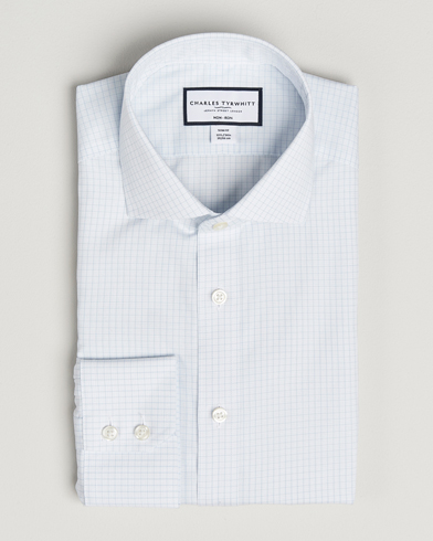 Heren | Charles Tyrwhitt | Charles Tyrwhitt Slim Fit Non Iron Poplin Check Shirt Ice Blue