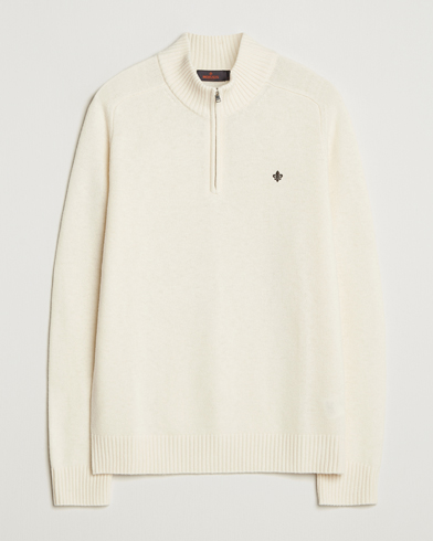 Heren | Morris | Morris Hertford Lambswool Merino Half Zip Off White