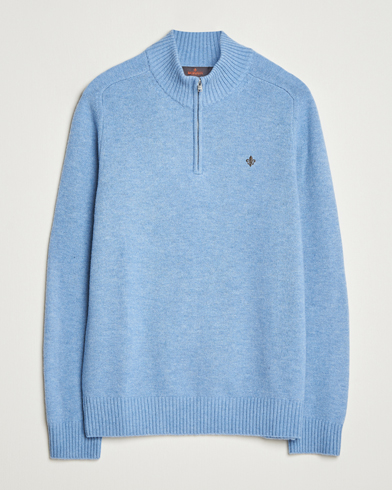 Heren | Morris | Morris Hertford Lambswool Merino Half Zip Light Blue