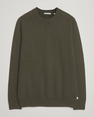 Heren | KnowledgeCotton Apparel | KnowledgeCotton Apparel Plain Knitted Cotton Crewneck Forest Night
