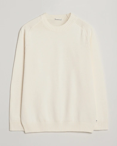 Heren | KnowledgeCotton Apparel | KnowledgeCotton Apparel Plain Knitted Cotton Crewneck Egret
