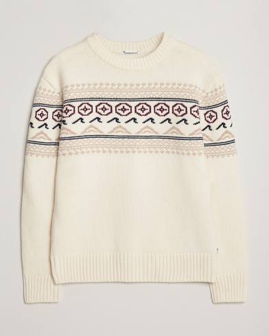 Heren | KnowledgeCotton Apparel | KnowledgeCotton Apparel Lambswool Knitted Crewneck Egret