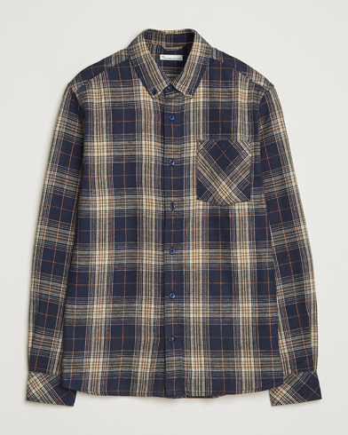 Heren | KnowledgeCotton Apparel | KnowledgeCotton Apparel Checked Flannel Shirt Navy/Green