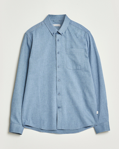 Heren | KnowledgeCotton Apparel | KnowledgeCotton Apparel Regular Fit Melange Flannel Shirt Denim